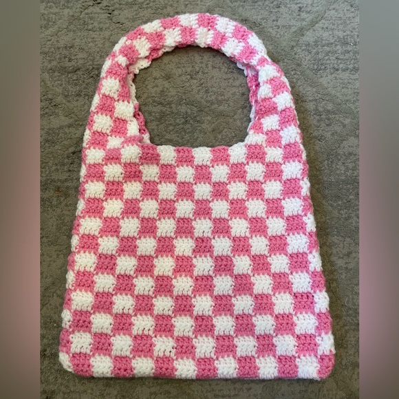Hand Crafted Handbags - Crochet checkered bag